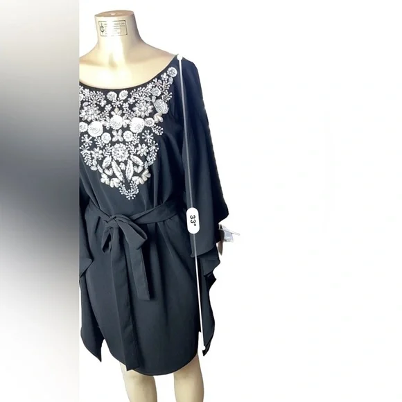 Aidan Mattox Embellished Black Midi Formal Dress or Short Kaftan in Size…​​ - Picture 11 of 16